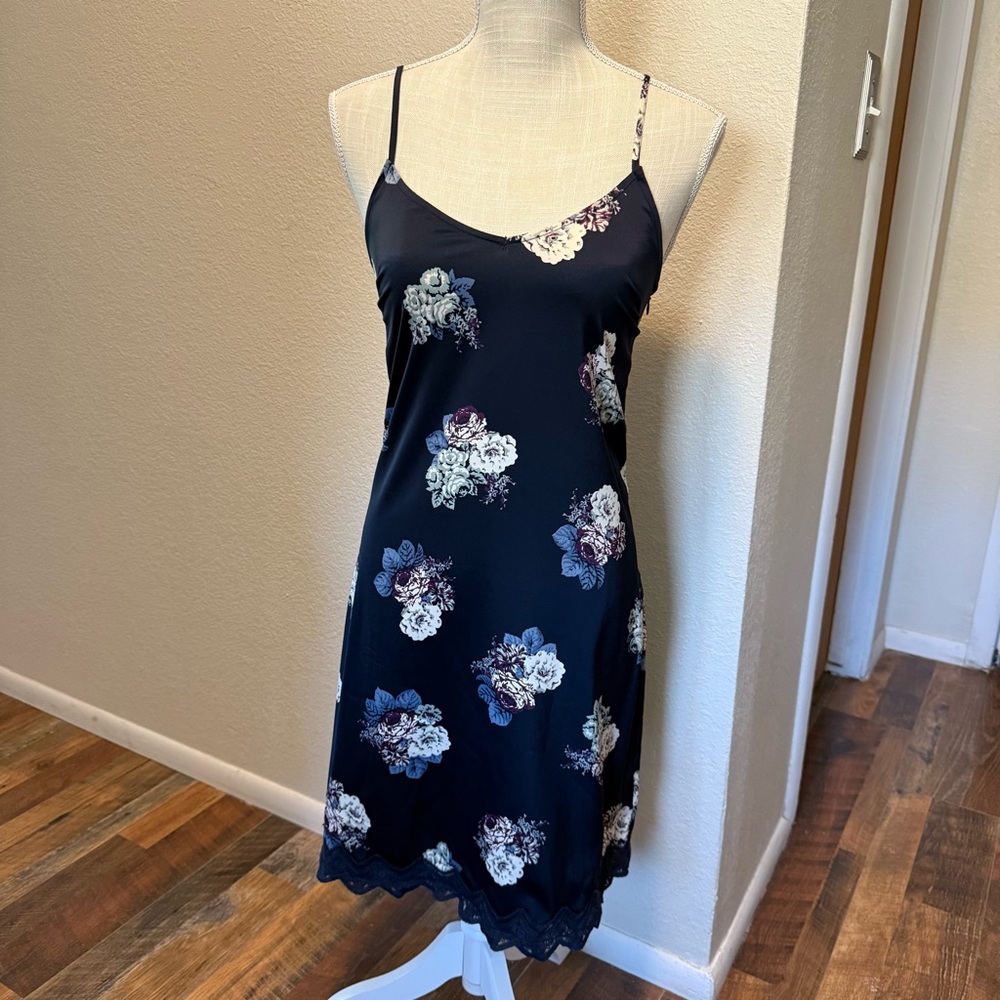 Floral Lace Trim Spaghetti Strap Dress - Xhilaration Brand - Size XS